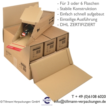 375 x 365 x 250 mm Innenmaß, passend für 3/6 Flaschen, 743.2 Umkarton Flaschenverpackungen / Karton